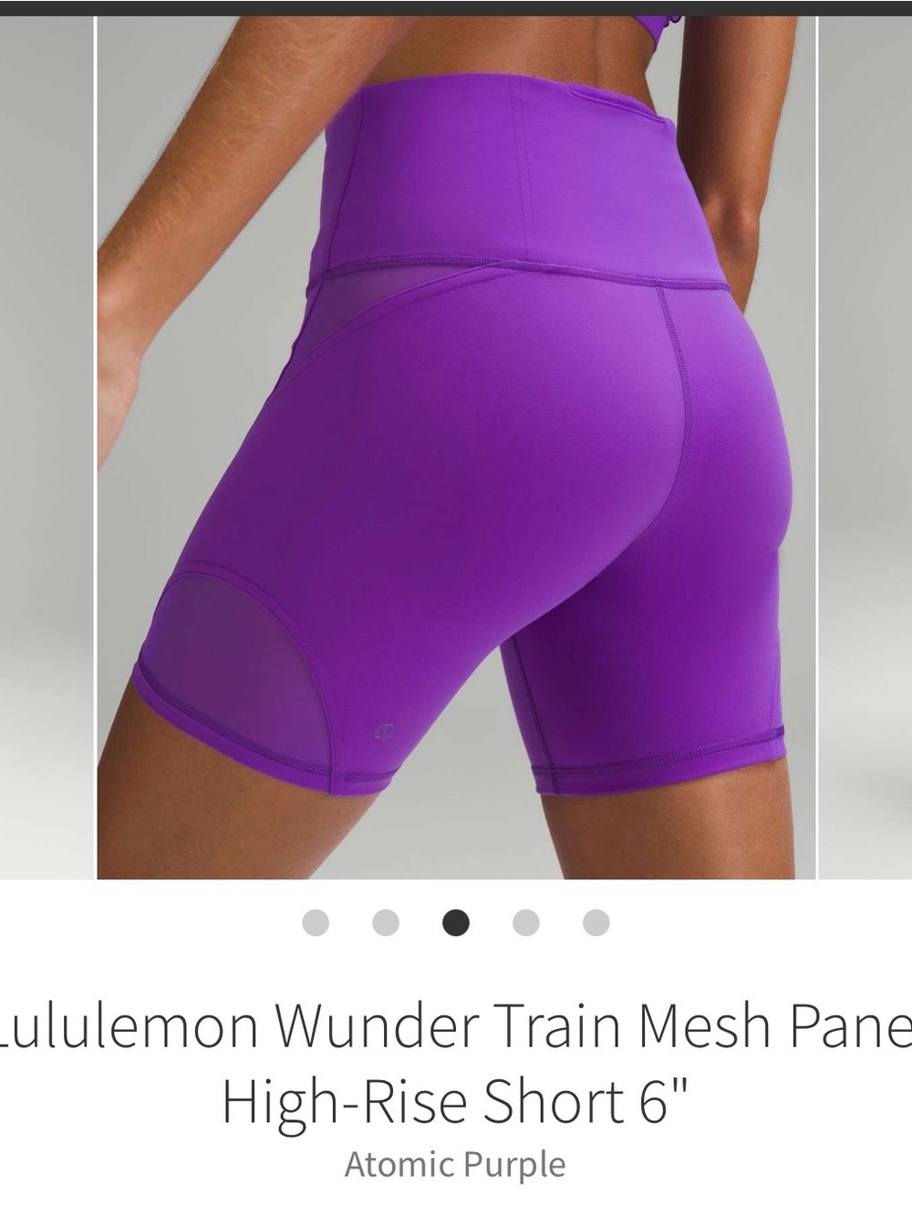 lululemon Wunder Train Mesh High-Rise Bike Short in Atomic Purple sz-6